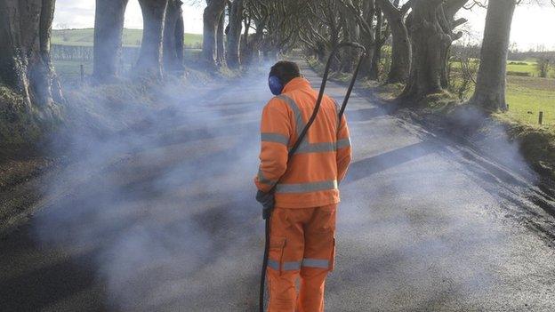 The white lines were removed by contractors on Wednesday morning