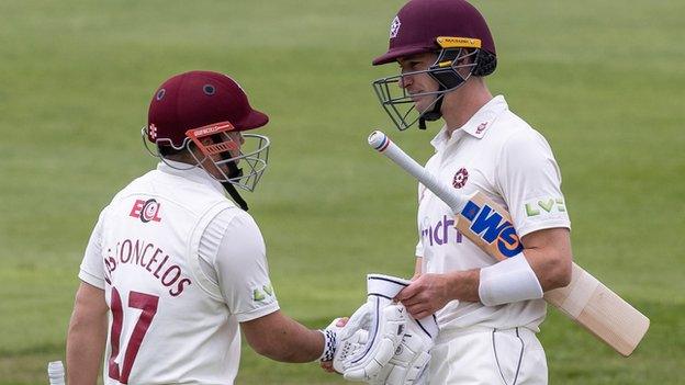 Northants openers Ricardo Vasconcelos and Will Young shared an opening stand of 287 at Edgbaston