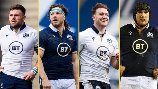 Rory Sutherland, Hamish Watson, Stuart Hogg and Zander Fagerson