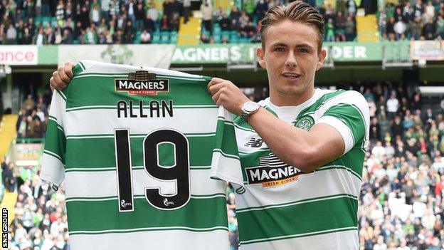 Scott Allan was introduced to Celtic fans ahead of Saturday's 4-2 win over Inverness CT