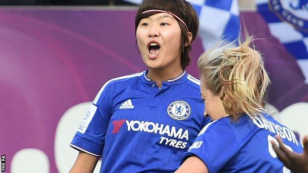 Chelsea's Ji So-yun celebrates a goal