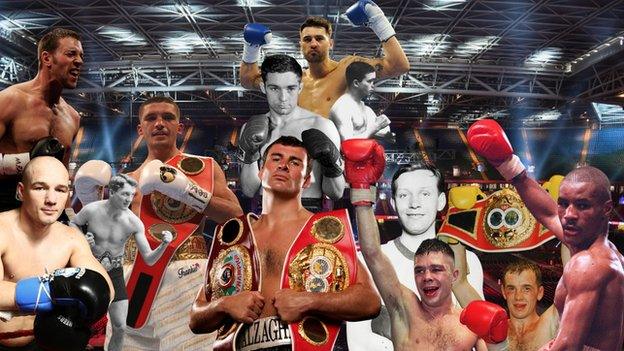 Welsh boxers Percy Jones, Freddie Welsh, Jimmy Wilde, Howard Winstone, Steve Robinson, Robbie Regan, Barry Jones, Joe Calzaghe, Enzo Maccarinelli, Gavin Rees, Nathan Cleverly & Lee Selby