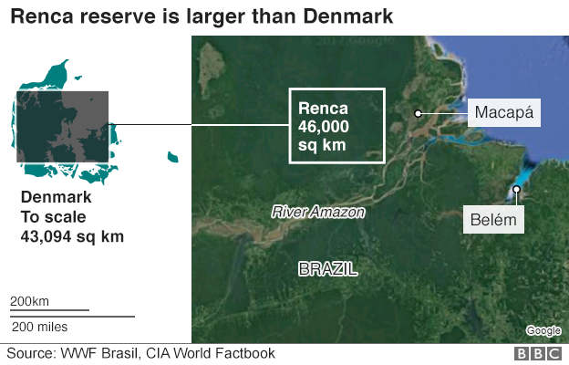 Graphic shows size of Renca area compared to the size of Denmark