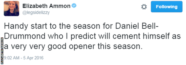 Daniel Bell-Drummond Tweet