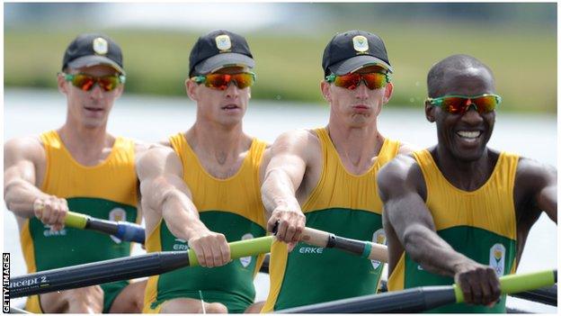 South Africa's 2012 fours team in action during London Olympics