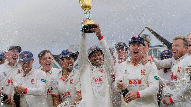 Essex won the title when the County Championship was last played in 2019