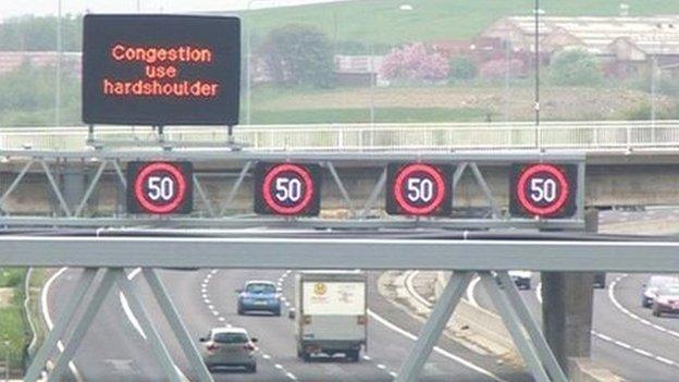 Signs on M62 motorway