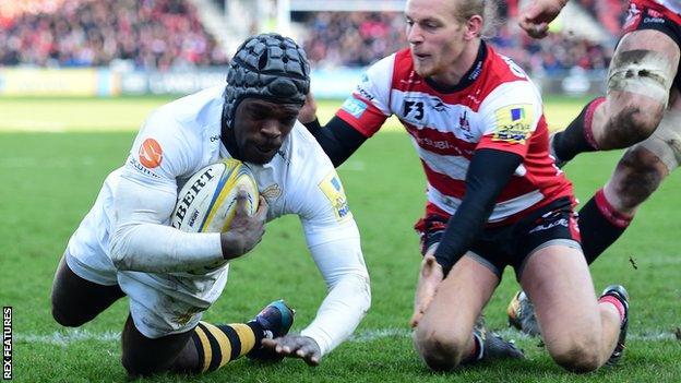 Christian Wade scores for Wasps against Gloucester