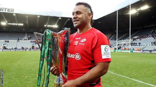 Billy Vunipola with the Champions Cup trophy