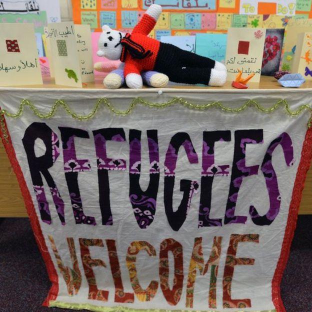 'Refugees welcome' banner