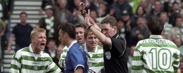 Hugh Dallas rejected a Celtic penalty claim against Rangers