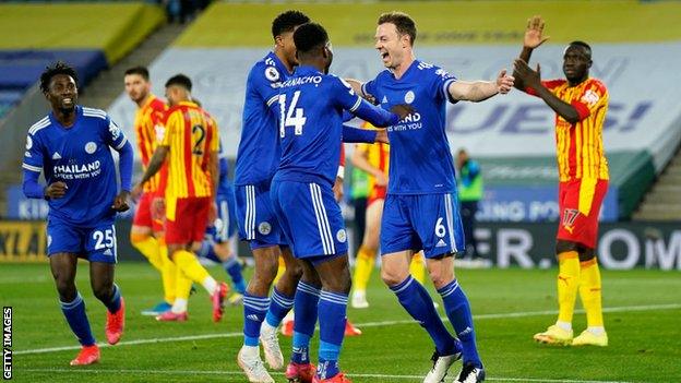 Leicester players celebrate