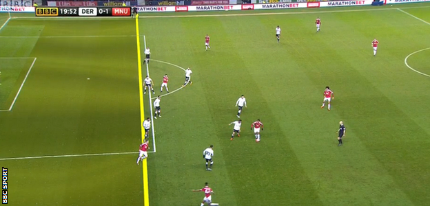 Wayne Rooney appears offside