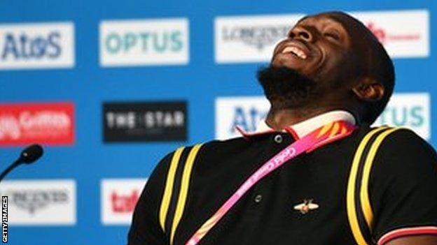 Bolt in a relaxed mood at his Commonwealth Games press conference