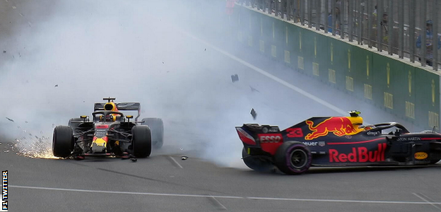 Ricciardo and Verstappen crash