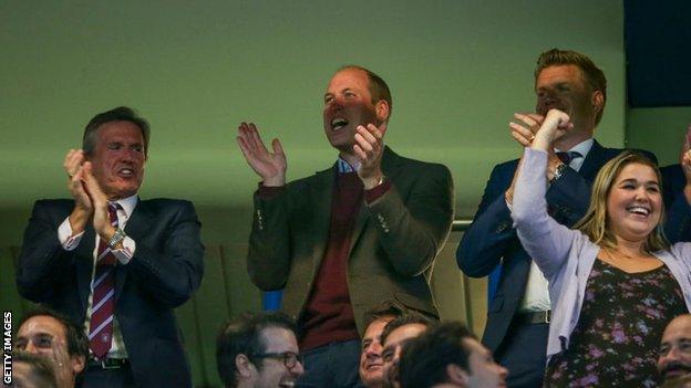 Prince William, Duke of Cambridge (centre), at Stamford Bridge