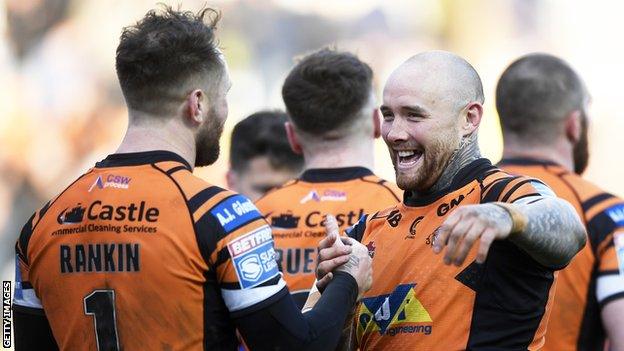 Castleford celebrate a try