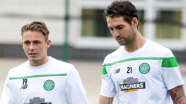 Celtic's Scott Allan and Charlie Mulgrew