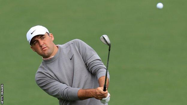 Scottie Scheffler practising at Augusta National before this week's Masters