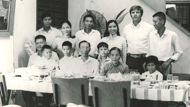 Dick Swanson and Germaine with her family in Saigon