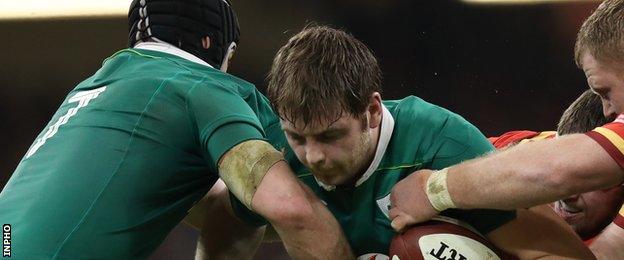 Iain Henderson (centre) came on as a replacement against Wales last weekend