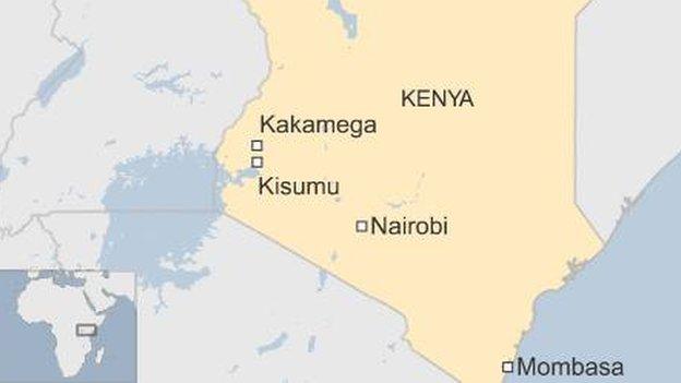 Map showing location of Kisumu
