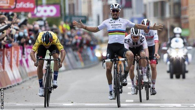 Julian Alaphilippe and Primoz Roglic