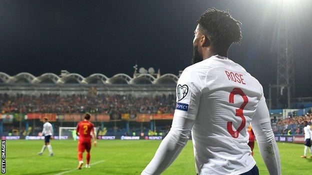 Danny Rose during England's match against Montenegro in Podgorica