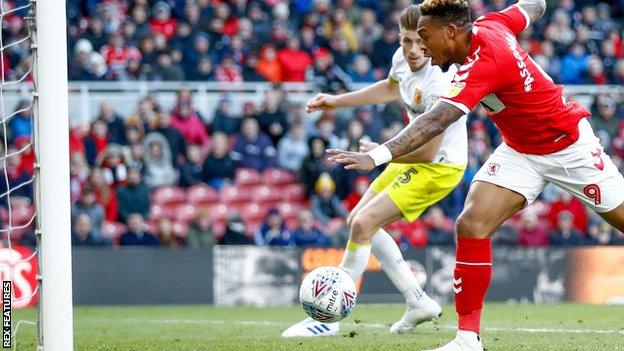 Britt Assombalonga scoring for Middlesbrough