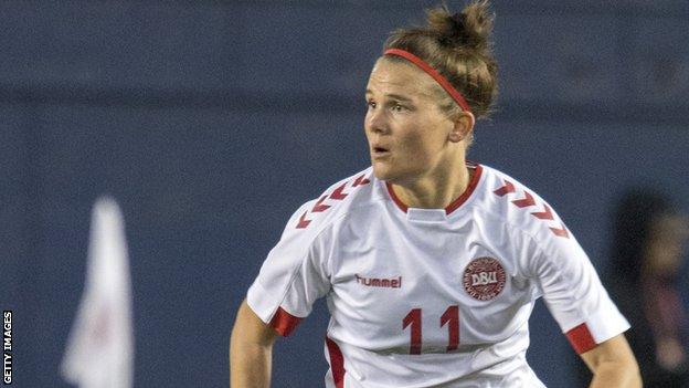 Katrine Veje in action for Denmark