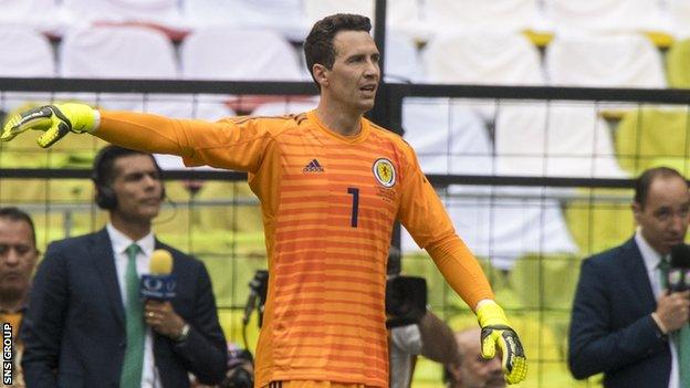 Goalkeeper Jon McLaughlin made his Scotland debut against Mexico after leaving Hearts