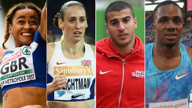 Jazmin Sawyers, Laura Weightma, Adam Gemili and CJ Ujah