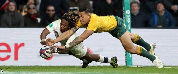 Marland Yarde and Israel Folau