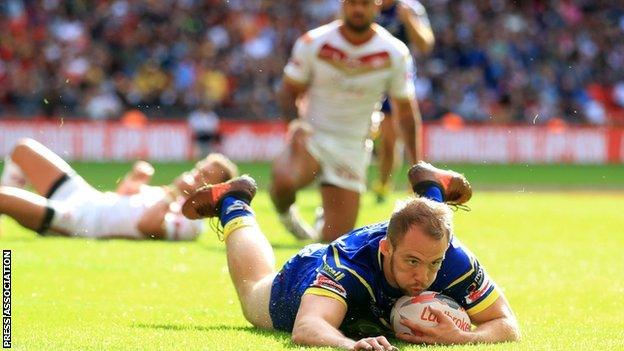 George King scored the second of Warrington's two tries in their 20-14 Challenge Cup final defeat by Catalans Dragons in August