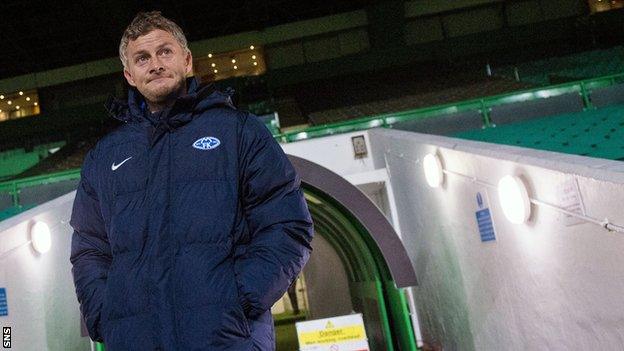 Molde head coach Ole Gunnar Solskjaer at Celtic Park