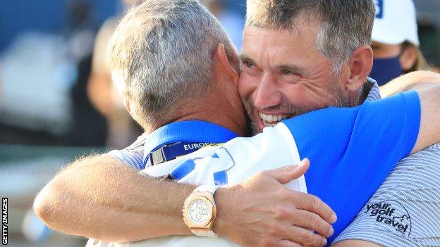 Lee Westwood with former caddie Billy Foster