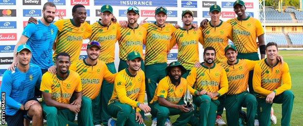 South Africa with the T20 series trophy