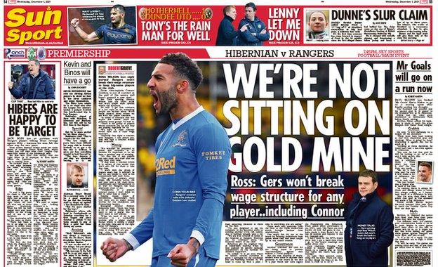 The back page of the Scottish Sun on 011221