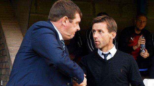 St Johnstone manager Tommy Wright and Neil McCann shake hands