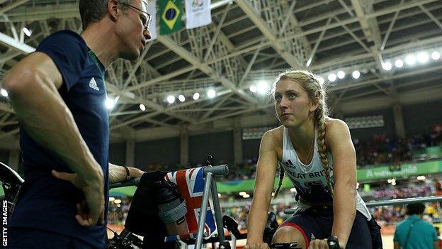 Laura Trott with her trainer