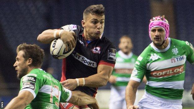 Wing Damien Hoyland cuts inside to score the first of his two tries