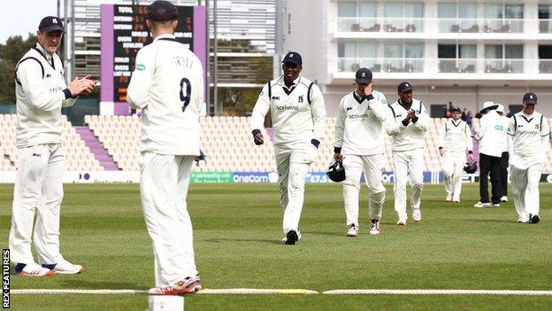 Keith Barker was applauded off after his five-wicket morning haul against Hampshire at Southampton