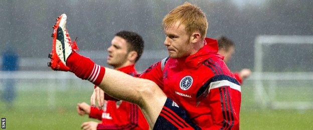 Jack Breslin in training with Scotland Under-19s