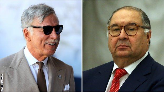 Arsenal majority shareholder Stan Kroenke (left) and Alisher Usmanov