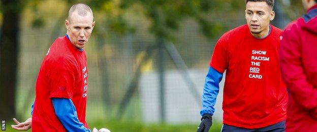 Rangers' Kenny Miller (left) during training