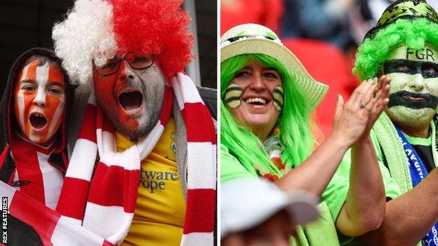 Lincoln City and Forest Green fans celebrate promotion to League Two