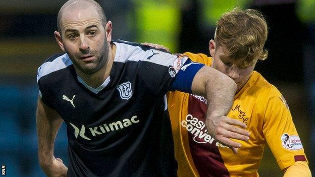 Gary Harkins (left) in action for Dundee