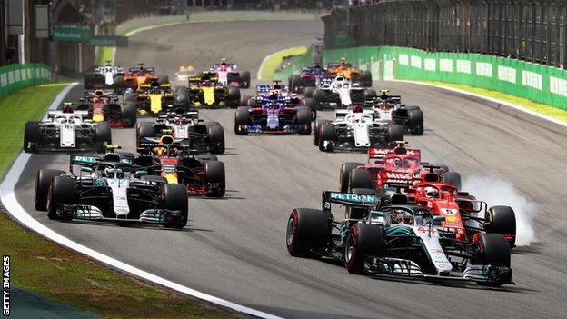 The start of the Formula One Grand Prix