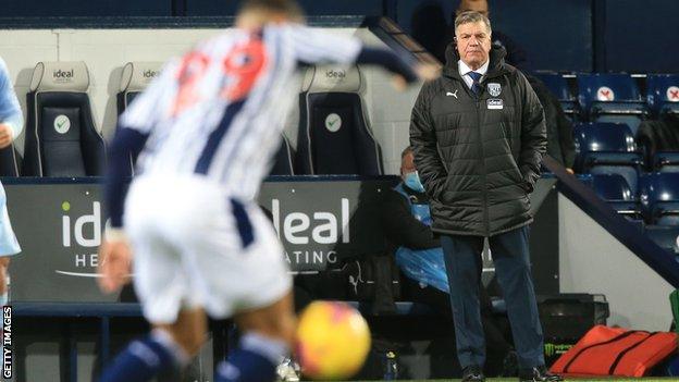 Sam Allardyce watches his West Brom side from the touchline