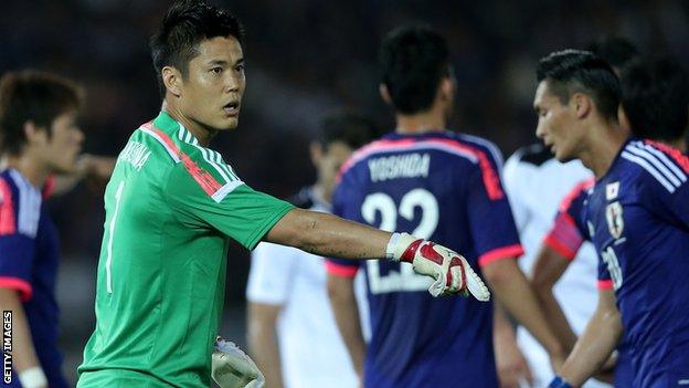 Eiji Kawashima in action for Japan